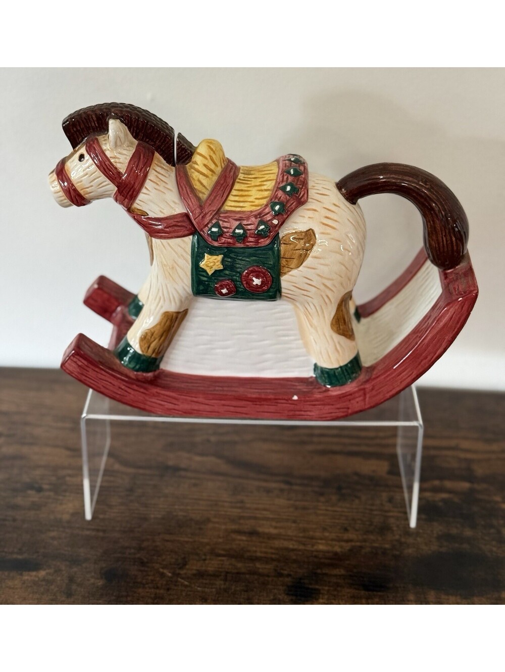 Macy’s The Cellar Rocking Horse Holiday Teapot Cookie Jar Plant Child